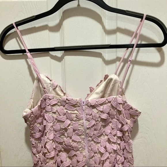 BARDOT Flora Lace Overlay Midi Dress Pink Size 4 - Picture 7 of 8